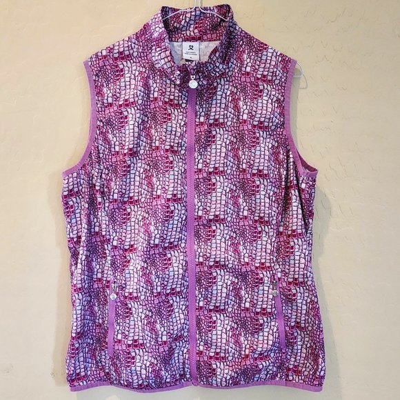 Daily Sports NOWT Women's Purple Scale Golf Sport Wind Shell Vest SZ XL - Picture 5 of 6